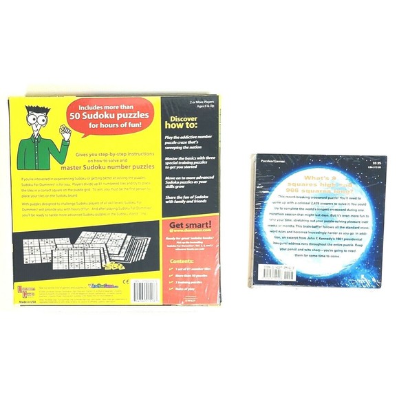Sudoku for Dummies THE GAME and The World's Longest Crossword Puzzle New Sealed - Picture 2 of 12
